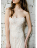 Strapless Ivory Lace Wedding Dress With Champagne Lining